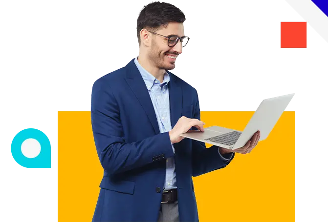 HR manager using core HR software on his laptop