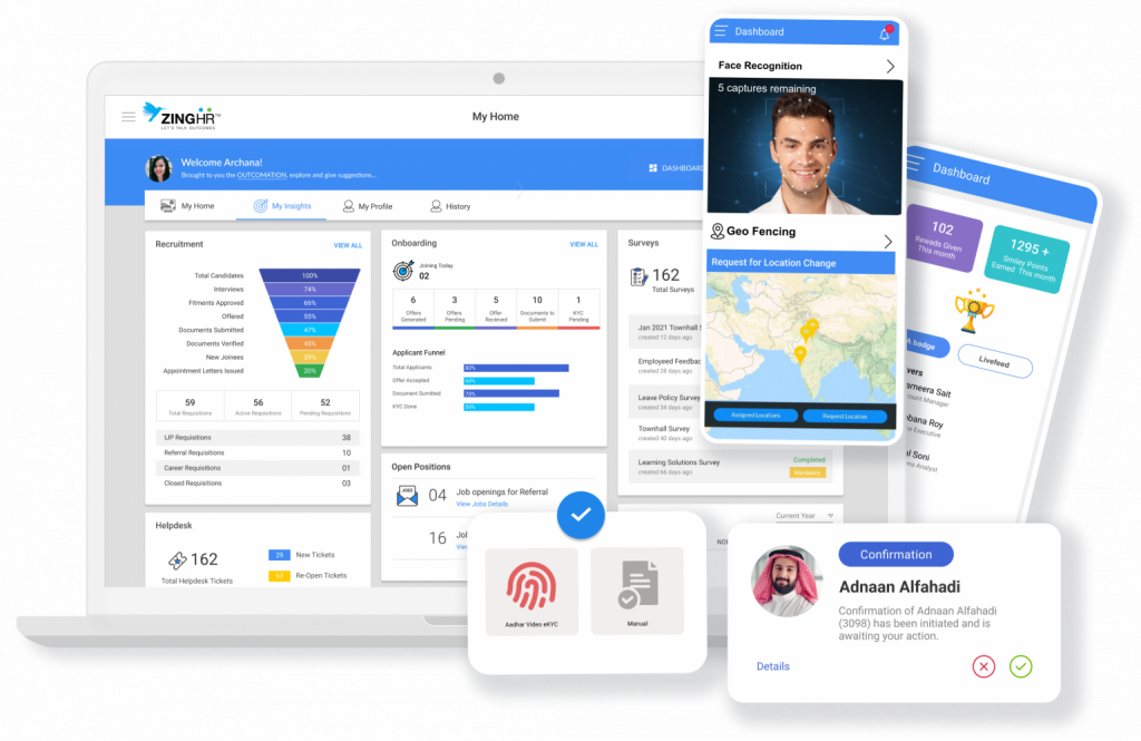 ZingHR HRMS Software Dashboard