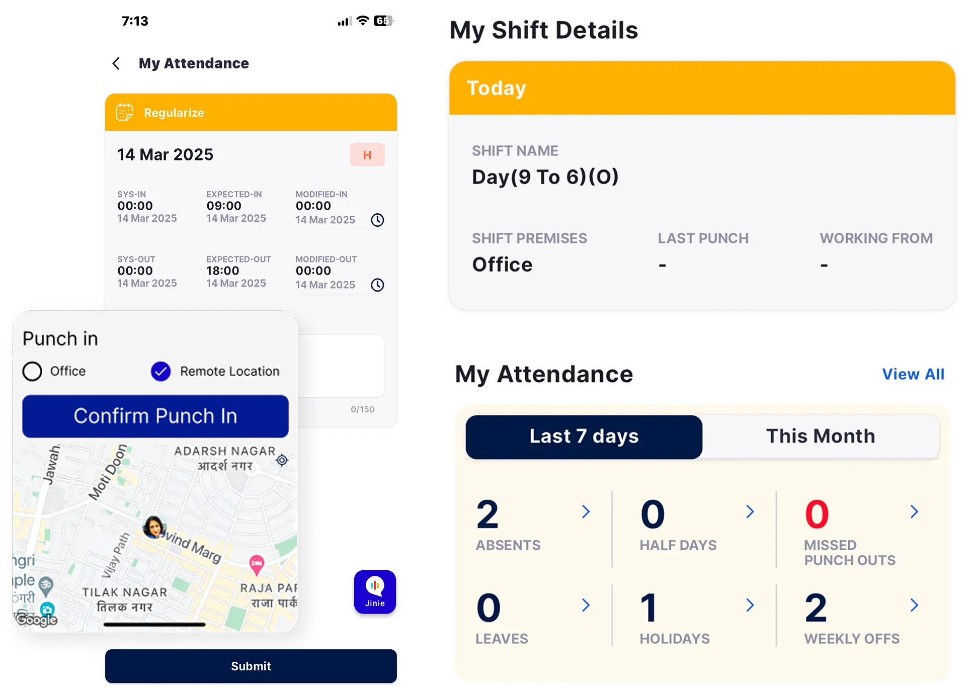 Attendance Module Screenshot in HRMS