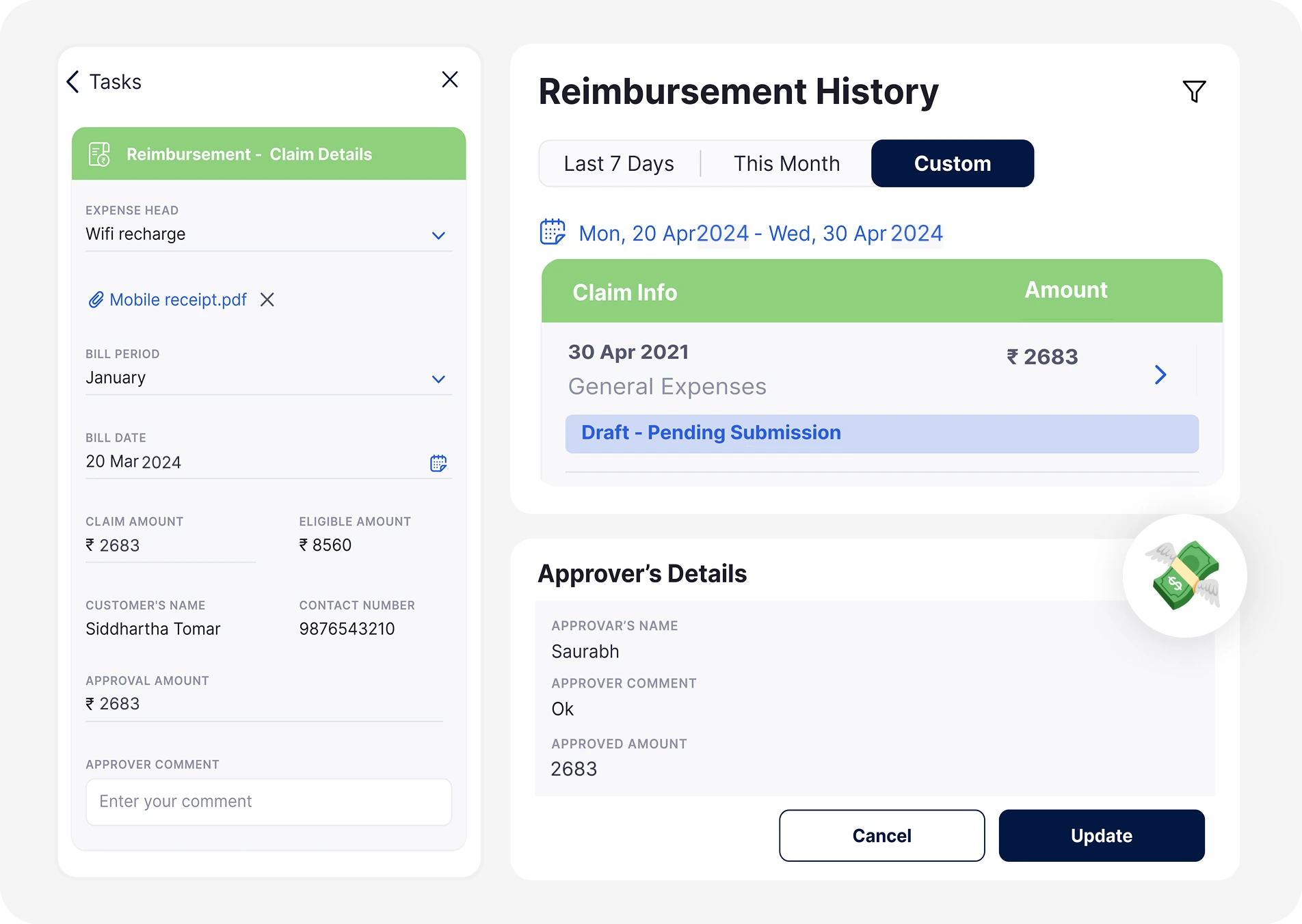 Expenses Module Screenshot in HRMS
