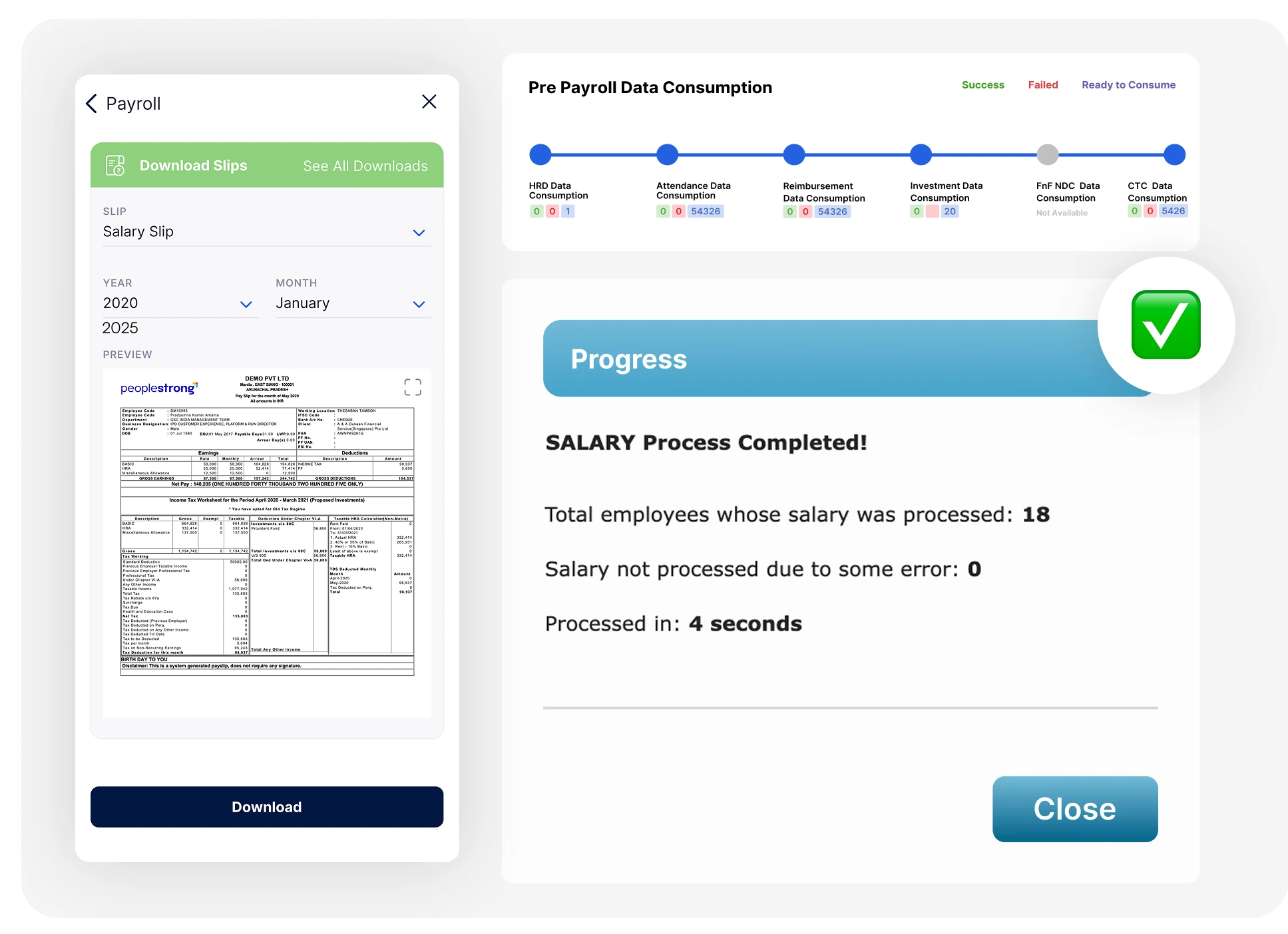 Payroll Module Screenshot in HRMS